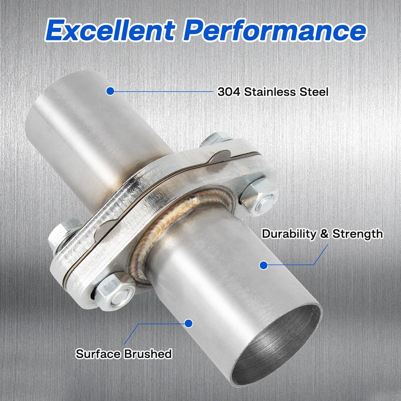 SVULK Exhaust Flange Repair Pipe Kit, 2.5" ID/63mm to 2.5" OD with Stainless Steel Gasket and 2 Bolt, Quick Fix Flange Pipe Joint, Universal Fitment - Image 3